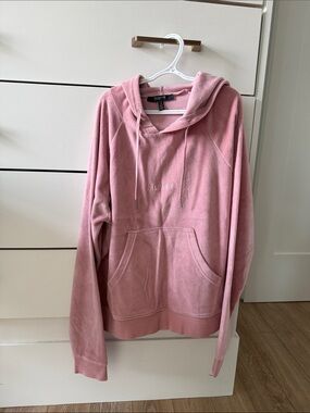 Brunette The Label Dusty Rose Velour Pullover Hoodie